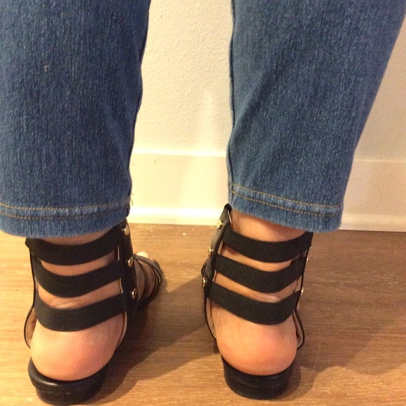 Black and Gold Michael Kors Gladiator Sandals - Picture 5 of 6